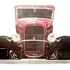 24" midnight red FORD auto V-8 hotrod 3d Front End grill USA Steel Metal Sign